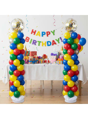 relaxdays 2 x Luftballon Ständer in Silber/ Weiß