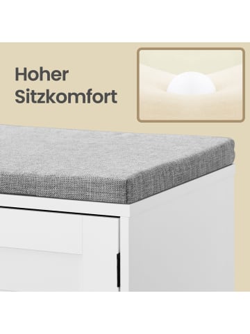 VASAGLE Sitzbank Helan-old in Weiß-Grau - (B)101 x (H)52.5 x (T)35.5 cm
