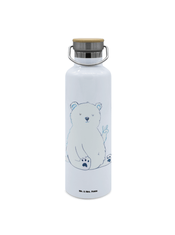 Mr. & Mrs. Panda Trinkflasche Aus Edelstahl Eisbär Faul ohne Spruch in Weiß