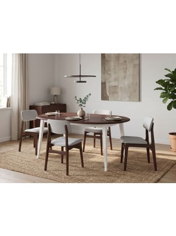 Feldmann-Wohnen Esstisch Belluno Elegante Kiefer weiß lackiert / Nussbaum 110-160 / 110 / 74,5cm