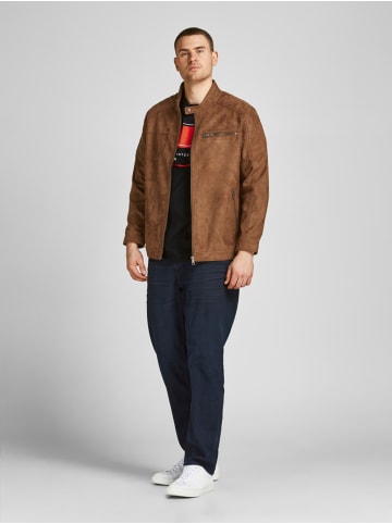 Jack & Jones Kunstleder Jacke Plus Oversize Biker Blouson Übergangs JJEROCKY in Braun