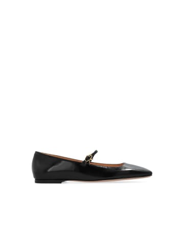 Schwarz Kalbsleder Ballerina Flache Schuhe