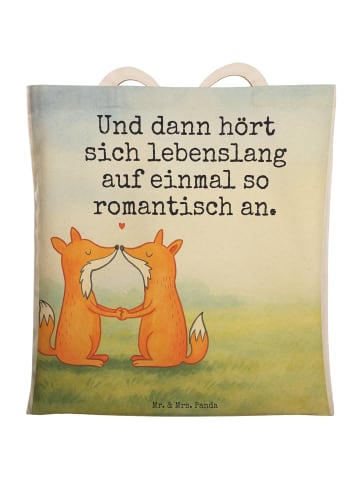 Mr. & Mrs. Panda Einkaufstasche Füchse Liebe Design mit Spruch in Weiß
