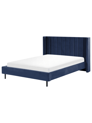 Beliani Doppelbett VILLETTE in Blau/Schwarz - (W) 185 x (H) 115 x (L) 222 cm