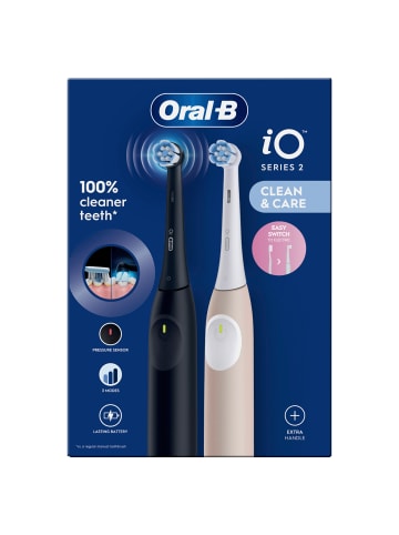 Oral-B Elektr. Zahnbürste "iO2 DUO + 12 Bürsten Ultimative Reinigung" in Schwarz/Pink