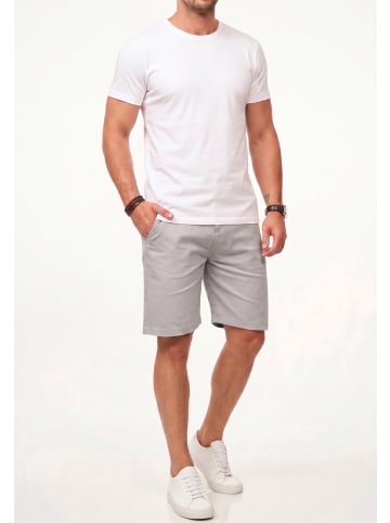 behype Chinoshorts - Kurze Hose mit Stretch inkl. Gürtel für Herren in Grey