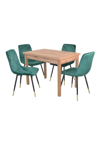 möbel-direkt 5tlg. Tischgruppe bestehend aus Esstisch und 4 Stühlen in grün