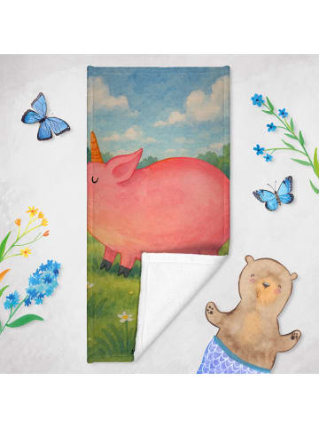 Mr. & Mrs. Panda Badehandtuch Einhorn Schwein Design ohne Spruch in Weiß
