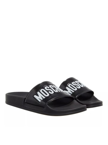 Moschino Sabotd Pvc Nero Logo Bianco in white