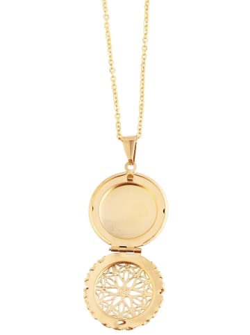 Adeliás Damen Halskette – Ankerkette Medaillon aus Edelstahl 43 cm in gold