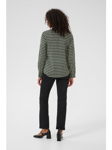 Kaffe Langarm-Bluse KAsary in Dark Green -Diamond Print