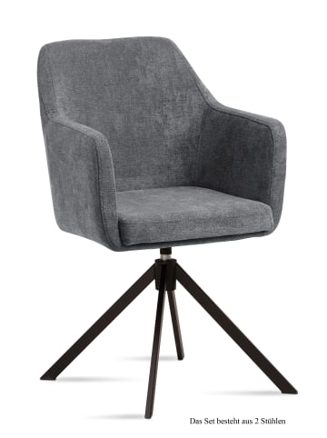 58 aufm Kessel ARMLEHNSTUHL drehbar (2er-Set) Denice 57x87x60 Schwarz/Grau