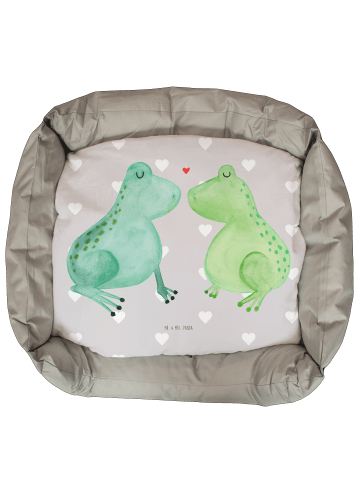 Mr. & Mrs. Panda Hundebettchen Frosch Liebe ohne Spruch in Grau Pastell
