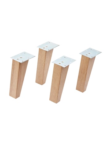 Fackelmann 4-tlg-Holzfüße-Set FINN in Braun - 15cm(H)