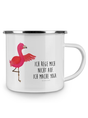 Mr. & Mrs. Panda Kaffeebecher Flamingo Yoga mit Spruch in Weiß