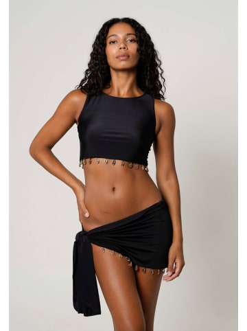 Moda Minx Minirock Gold Shells Front Tie Skirt in Black