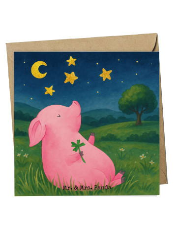 Mr. & Mrs. Panda Einladungskarte Schwein Glück Design ohne Spruch in Weiß
