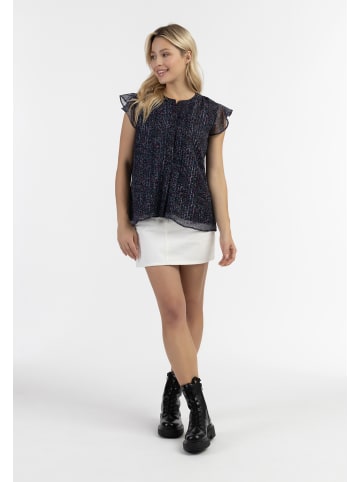 DreiMaster Vintage Damen Blusenshirt Mit Rüschenärmeln in Schwarz Blumendruck