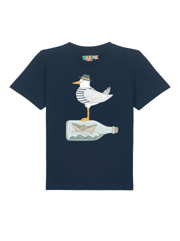 wat? Apparel T-Shirt Möwe mit Hut in Dunkelblau