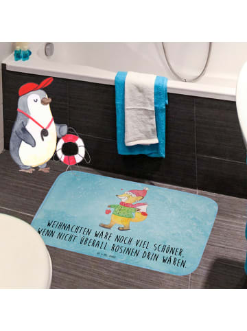 Mr. & Mrs. Panda Duschvorleger Fuchs  Schlittschuhe mit Spruch in Eisblau