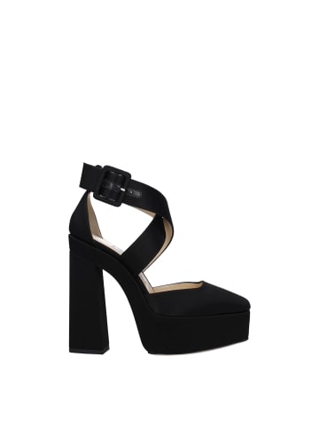 Schwarz Satin Plateau Sandalen