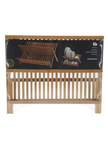 Excellent Houseware Bambus Geschirrtrockner, Tropf - 2 Ebenen in Braun, (B) 42 x (H) 32 x (L) 26 cm