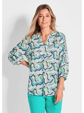 GOLDNER Bluse Mit Allover-Print in Tunikaform, 3/4-Ärmeln in grün / gemustert