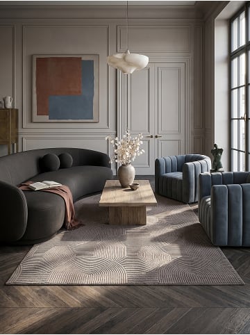 KADIMA DESIGN Teppich Kurzflor Geometrisch rutschhemmend pflegeleicht Wohnzimmer in Beige