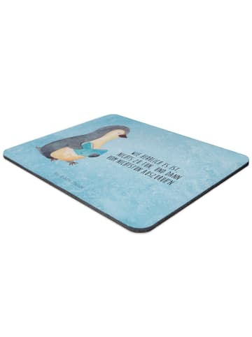 Mr. & Mrs. Panda Mauspad Pinguin Buch mit Spruch in Eisblau