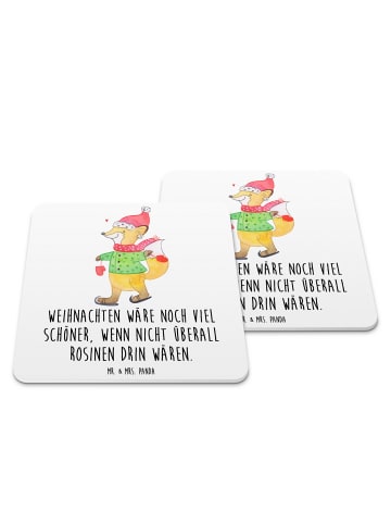 Mr. & Mrs. Panda Untersetzer Fuchs  Schlittschuhe mit Spruch in Weiß