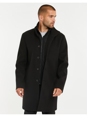 Threadbare Wollmantel THB LUXE Jacket Funnel Neck Mock in Schwarz