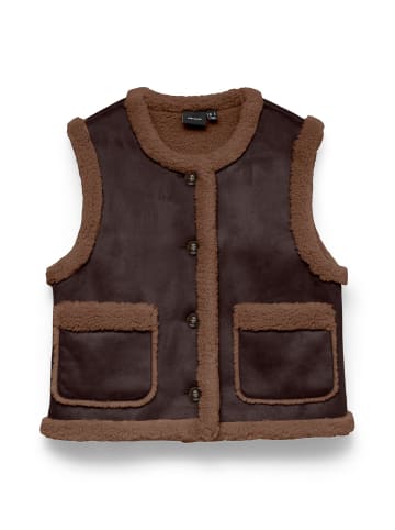 Vero Moda Teddyfell Weste in Chocolate Torte