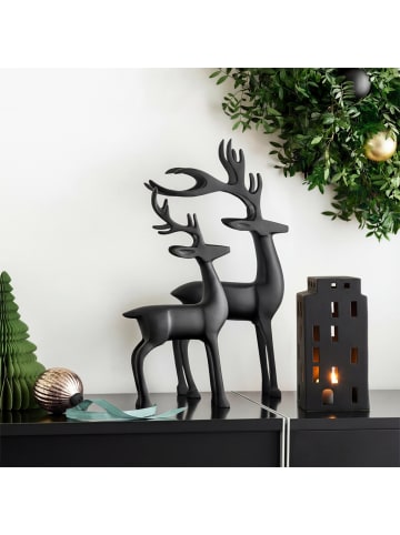 Villeroy & Boch 2er Set Dekofiguren Hirschpaar Christmas Chic in Schwarz 36 cm / 44 cm in schwarz