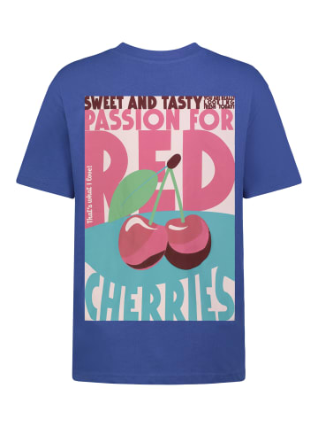 Sublevel Rundhals T-Shirt Kurzarm Motivprint Casual in Blau
