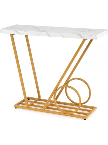 COSTWAY Konsolentisch Marmor-Optik in Gold