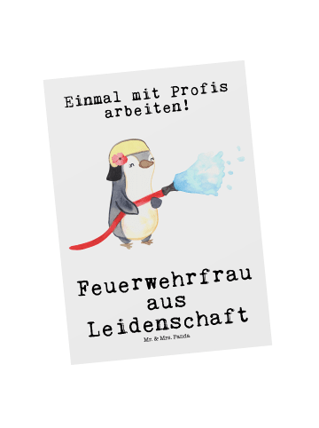 Mr. & Mrs. Panda Ansichtskarte Feuerwehrfrau Leidenschaft mit Sp... in Weiß