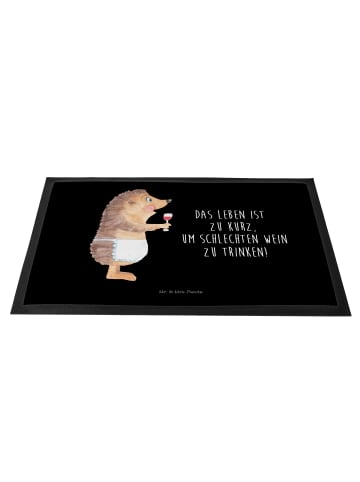Mr. & Mrs. Panda Schmutzmatte Igel Wein mit Spruch in Schwarz