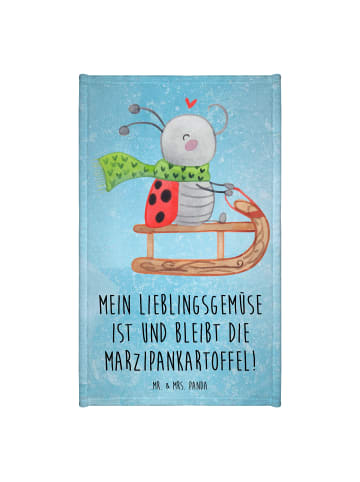Mr. & Mrs. Panda Handtuch Smörle Rodeln mit Spruch in Eisblau