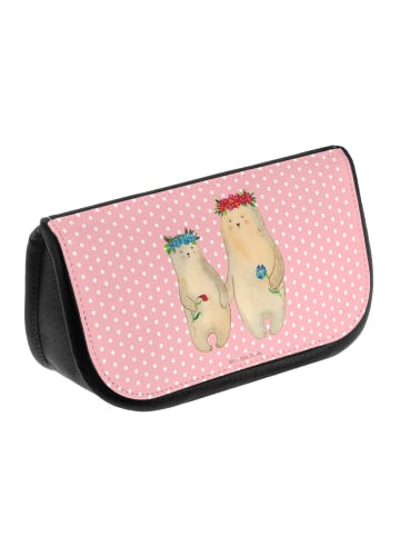 Mr. & Mrs. Panda Beautytasche Bären mit Blumenkranz ohne Spruch in Rot Pastell