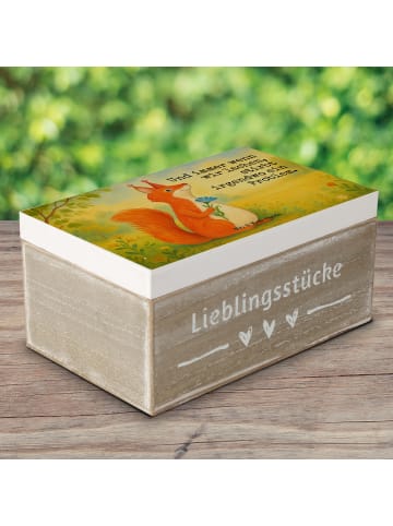 Mr. & Mrs. Panda Holztruhe Eichhörnchen Blume Design mit Spruch in Weiß