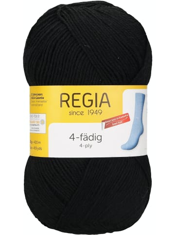 Regia Handstrickgarne 4-fädig Uni, 100g in Schwarz