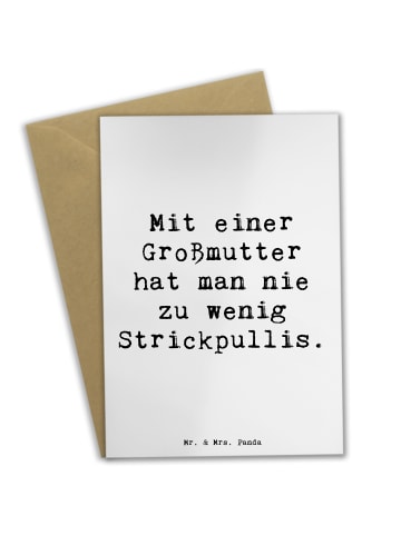 Mr. & Mrs. Panda Grußkarte Großmutter Strickpullis mit Spruch in Weiß