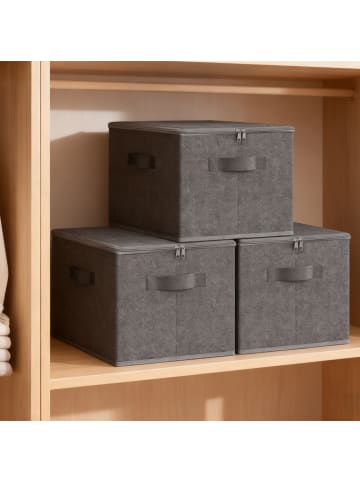 relaxdays 3 x Aufbewahrungstaschen in Grau