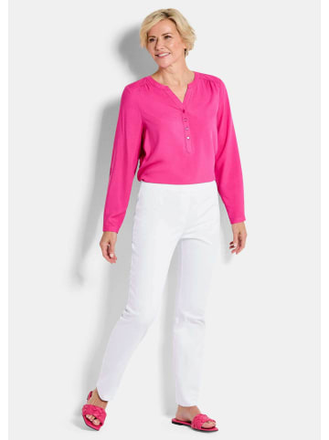 GOLDNER Röhrenhose Jerseyhose mit Schlupfbund in weiß