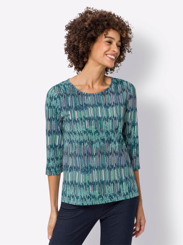 Sieh an! 3/4-Arm-Shirt in dunkelblau-smaragd-bedruckt