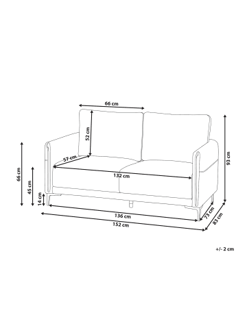 Beliani 2-Sitzer Sofa CILENS in Beige/Silber - (W) 152 x (H) 93 x (L) 83 cm
