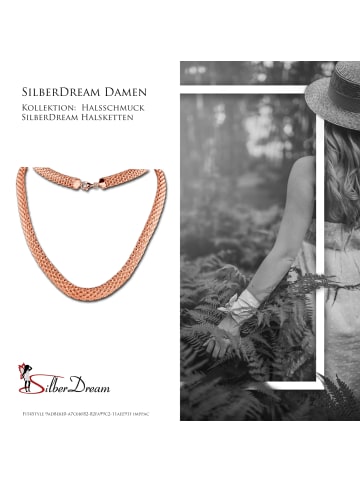 SilberDream 925 Silber, vergoldet (Roségold 333) Damen Halsketten Geflecht  ca. 45cm