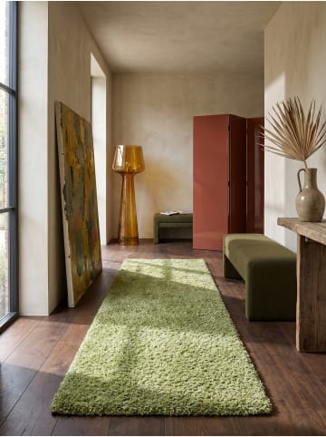KADIMA DESIGN Teppich Hochflor Shaggy Waschbar Einfarbig RHEIN Strapazierfähig in Grün