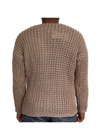 COFI 1453 Casual Herren Strickpullover Rundhals-Ausschnitt in Braun