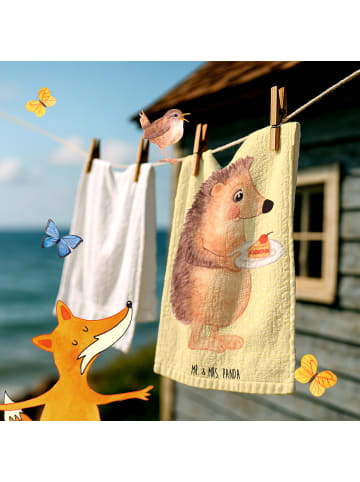 Mr. & Mrs. Panda Gästetuch Igel Kuchenstück ohne Spruch in Gelb Pastell